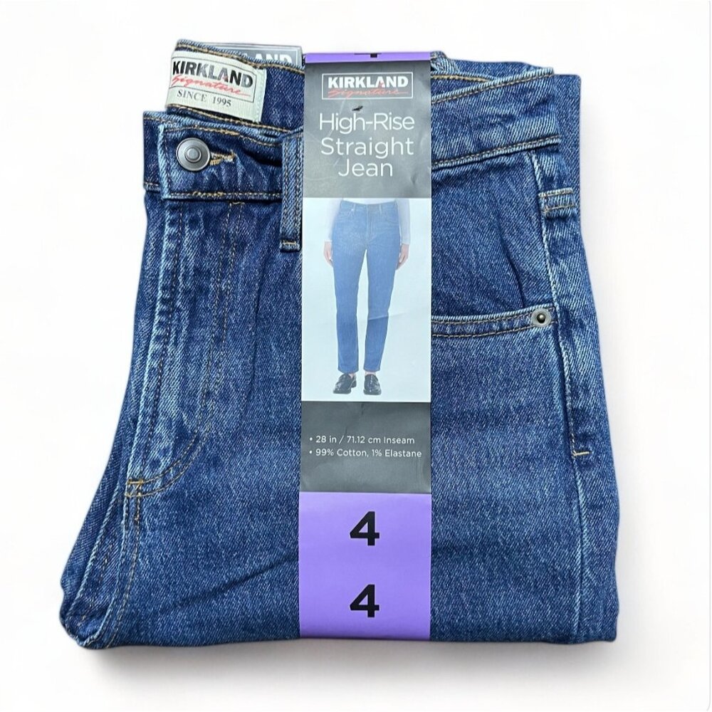 Kirkland Signature Women's High-Rise Straight Leg Jean,  (Blue, 4x28), New - Picture 3 of 4